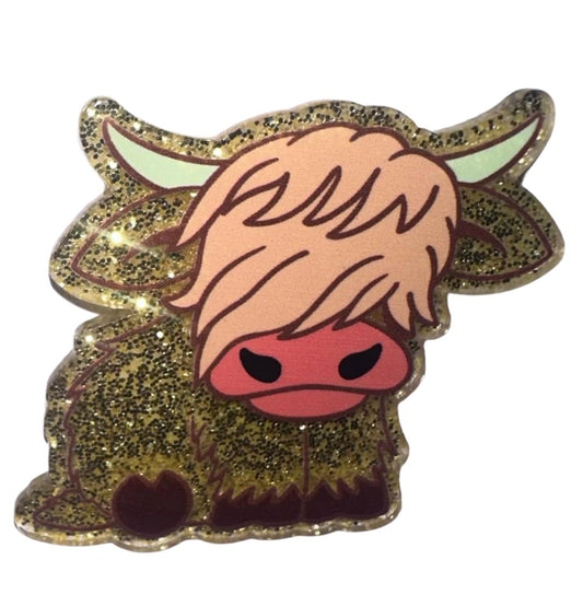 Acrylic Charm Glitter cow